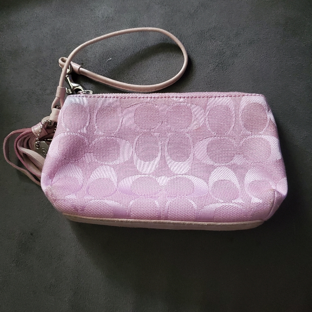 Pink Coach clutch Wristlet